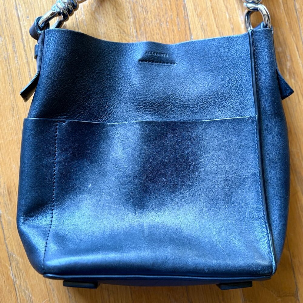 ALL SAINTS // Black Leather Handbag